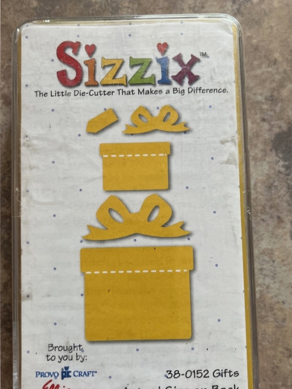 Sizzix Originals "Gifts" die (model number 38-0152)